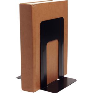 Business Source Heavy-gauge Steel Book Supports - 8.50" Height x 9" Width x 6" Depth - Desktop - Non-skid Base, Scratch Resistant, Stain Resistant - Enamel - Black - Steel - 1 Pair. Picture 4
