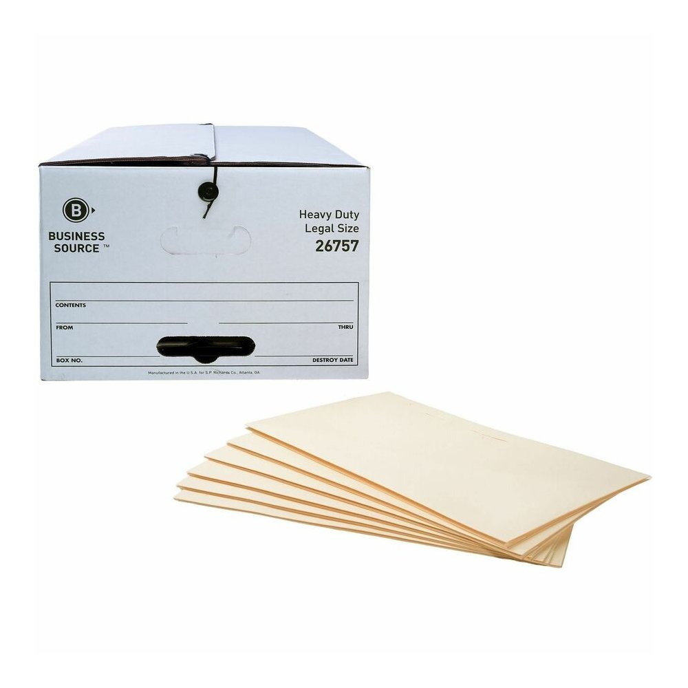 Business Source Straight Tab Cut Legal Recycled File Pocket - 8 1/2" x 14" - 2" Expansion - 11 pt. - Manila - Slip Resistant, Reinforced Tab, Heavyweight Cover - 10% Recycled - 50 / Box. Picture 7