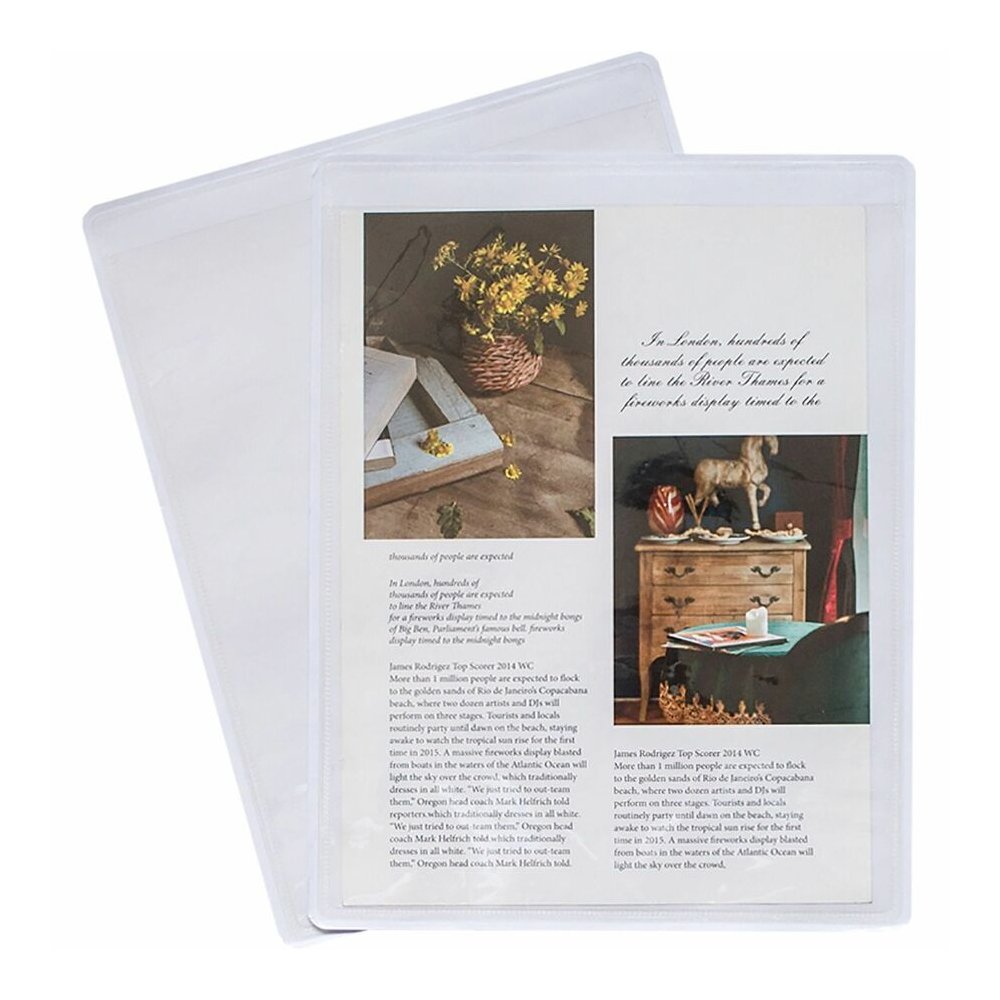 Business Source Self-Adhesive Shop Ticket Holders - 8.5" Height x 11" Width - Vinyl - Clear - 50 / Box. Picture 3