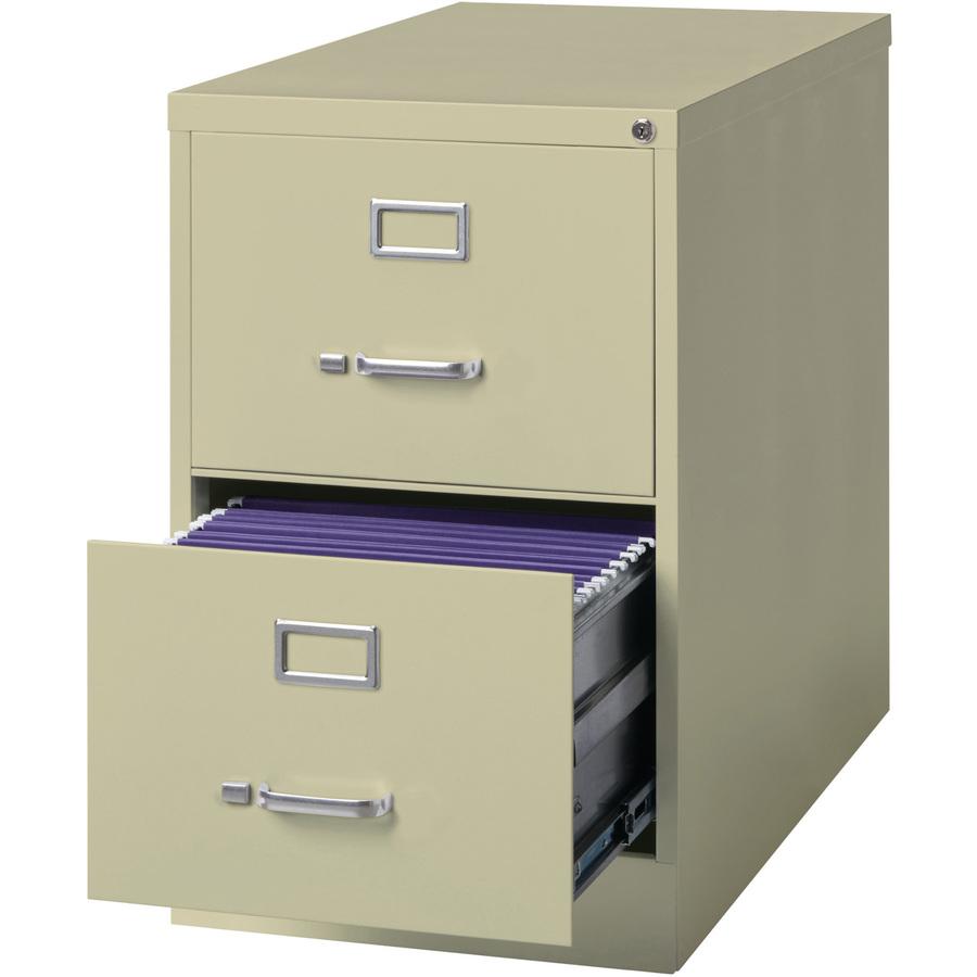 Lorell Fortress Series 26-1/2" Commercial-Grade Vertical File Cabinet - 18" Width x 26.5" Depth x 28.4" Height - 2 x Drawer(s) for File - Legal - Vertical - Lockable, Ball-bearing Suspension, Heavy Du. Picture 2