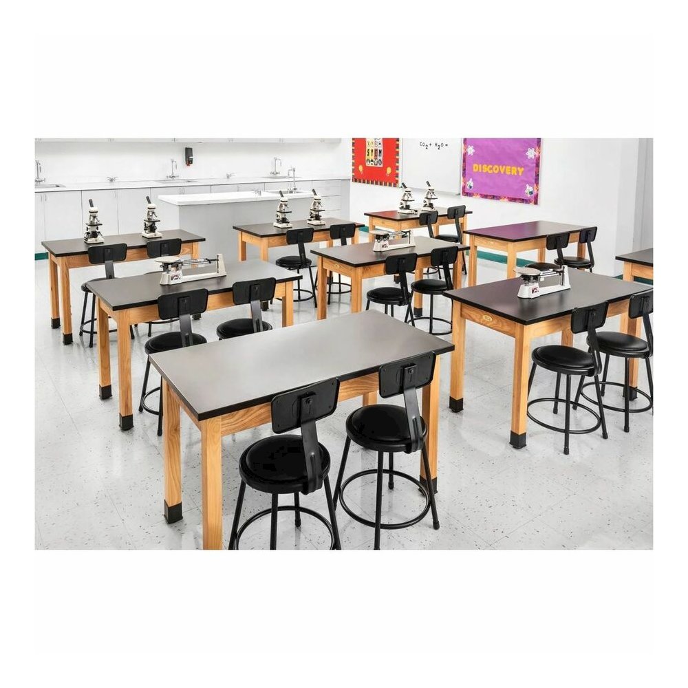 National Public Seating 6400 Series Heavy-Duty Padded Stools - Gray Seat Color - Vinyl, Medium Density Fiber (MDF) Seat Material - Gray Frame Color - Steel Frame Material - Four-legged Base - Gray - P. Picture 5