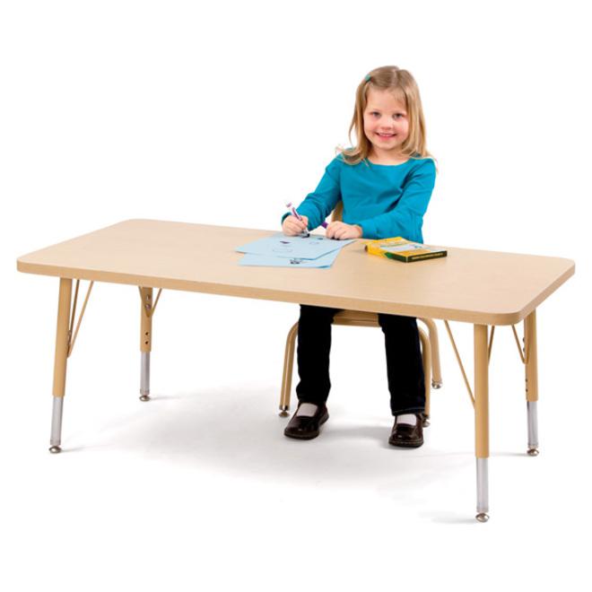 Jonti-Craft Berries Elementary Height Gray Top Color Edge Round Table - Gray Round, Laminated Top - Four Leg Base - 4 Legs - Adjustable Height - 15" to 24" Adjustment x 1.13" Table Top Thickness x 42". Picture 2