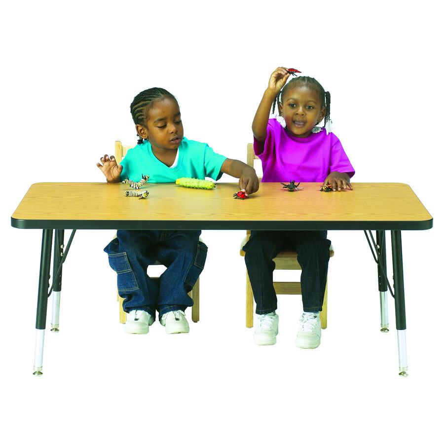 Jonti-Craft Berries Elementary Height Color Edge Rectangle Table - Gray Rectangle, Laminated Top - Four Leg Base - 4 Legs - Adjustable Height - 15" to 24" Adjustment - 72" Table Top Length x 30" Table. Picture 3