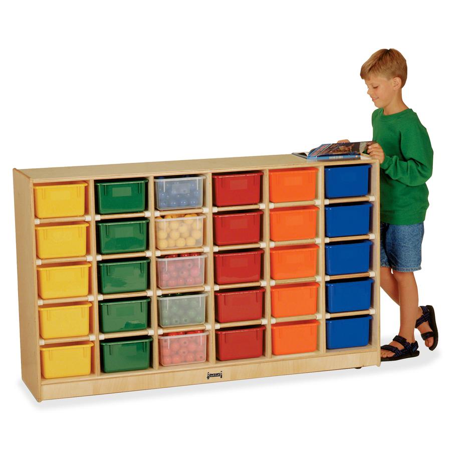 Jonti-Craft Rainbow Accents 30 Cubbie-trays Mobile Storage Unit - 30 Compartment(s) - 35.5" Height x 57.5" Width x 15" Depth - Durable, Non-yellowing - Baltic - Rubber, Acrylic - 1 Each. Picture 2