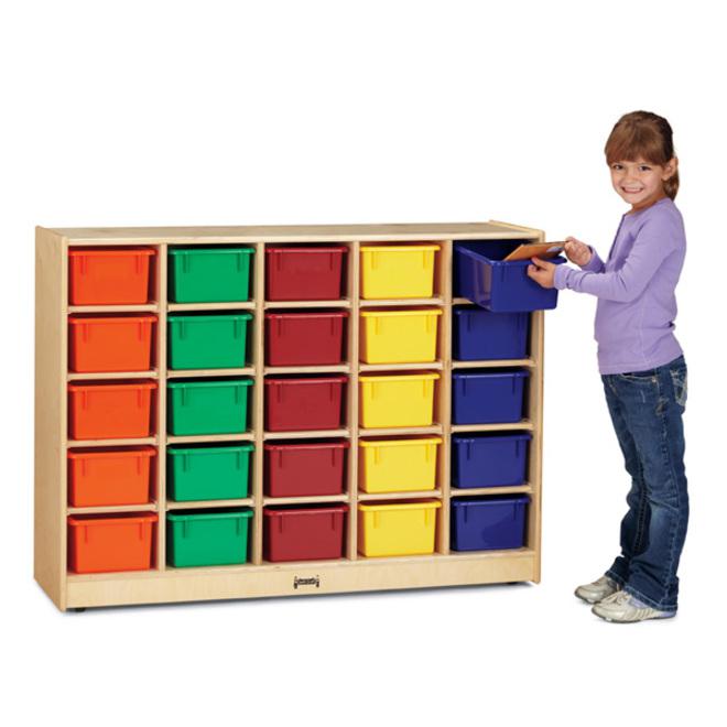 Jonti-Craft Rainbow Accents 20 Cubbie-tray Mobile Storage Unit - 29.5" Height x 48" Width x 15" Depth - Durable - Baltic - Acrylic, Rubber - 1 Each. Picture 3