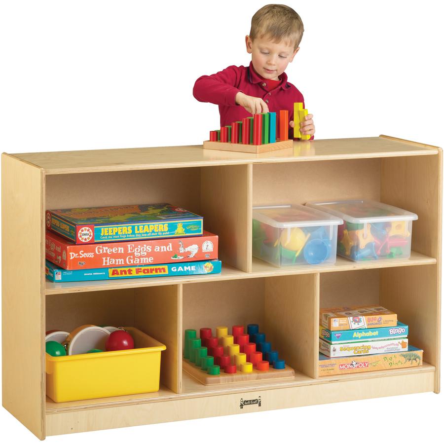 Jonti-Craft Low Single Mobile Storage Unit - 340 - 5 Compartment(s) - 29.5" Height x 48" Width x 15" Depth - Sturdy - Laminate - Wood Grain - Baltic Birch Plywood - 1 Each. Picture 2
