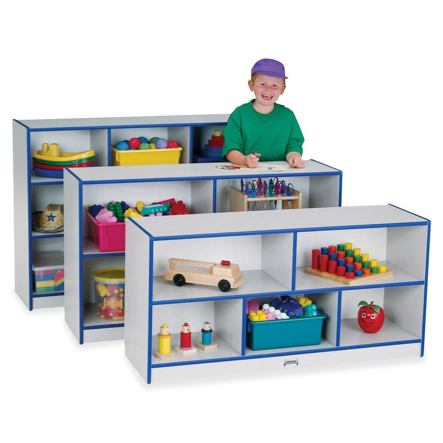 Jonti-Craft Rainbow Accents Super-size Mobile Storage - 35.5" Height x 48" Width x 15" Depth - Durable, Laminated - Purple - Hard Rubber - 1 Each. Picture 2