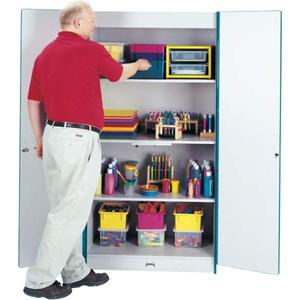 Jonti-Craft Rainbow Accents Classroom Closet Deluxe - 36" x 24" x 72" - 3 x Shelf(ves) - Hinged Door(s) - Locking Door, Key Lock, Adjustable Shelf, Hinged Door, Kick Plate, Chip Resistant, Rounded Edg. Picture 4