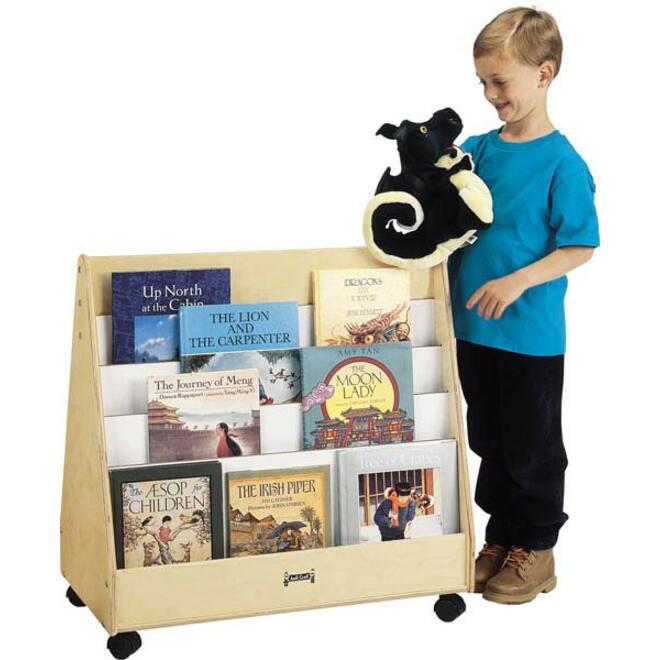 Jonti-Craft Rainbow Accents Double Sided Mobile Pick-a-Book Stand - 8 Compartment(s) - 1" - 30" Height x 30" Width x 16.5" Depth - Rounded Corner, Durable, Yellowing Resistant - UV Acrylic - Baltic - . Picture 2