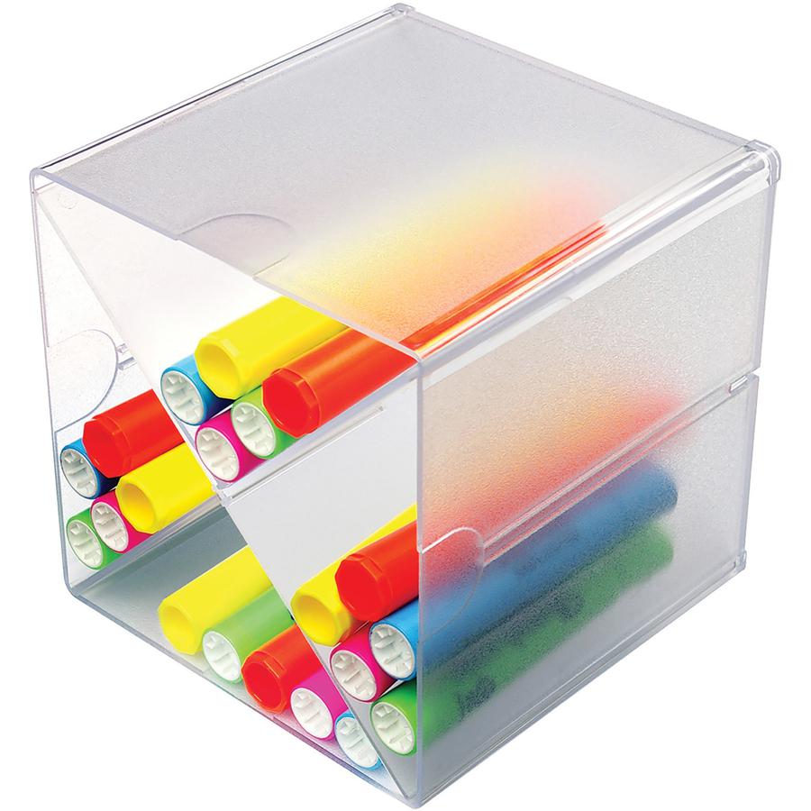 Deflecto Stackable Cube Organizer - 4 Compartment(s) - 6" Height x 6" Width x 7.25" Depth - Desktop - Stackable - Clear - Plastic - 1 Each. Picture 11
