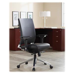 Lorell Heavy-duty Full-Function Executive Office Chair - Black Leather Seat - 5-star Base - Black - 1 Each. Picture 6