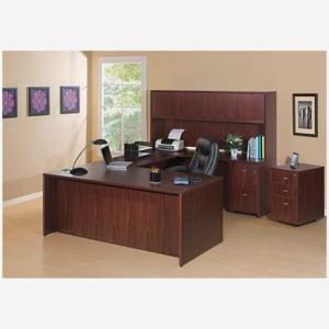 Lorell Essentials Series Credenza Shell - 29.5" Height x 66.1" Width x 23.6" Depth x 1" Thickness - Finish: Laminate, Mahogany - Grommet, Durable, Adjustable Feet - 1 Each. Picture 3