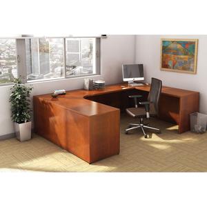 Lorell Essentials Series Rectangular Desk Shell - 29.5" Height x 70.9" Width x 35.4" Depth - Finish: Cherry, Laminate - Grommet, Modesty Panel - 1 Each. Picture 2
