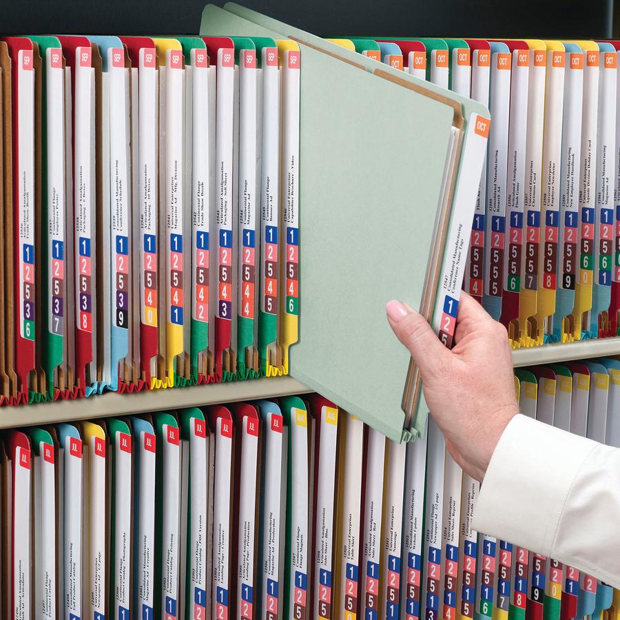 Smead Letter Recycled Classification Folder - 8 1/2" x 11" - 2" Expansion - 6 x 2K Fastener(s) - 2 Divider(s) - Pressboard - Gray, Green - 100% Recycled - 10 / Box. Picture 2