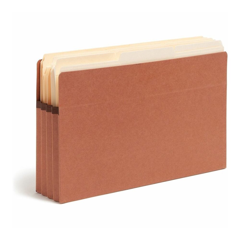 Smead Straight Tab Cut Legal Yes File Pocket - 8 1/2" x 14" - 3 1/2" Expansion - 2 Plys - Redrope - Tear Resistant Gusset - 100% Recycled - 25 / Box. Picture 6