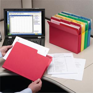 Smead Straight Tab Cut Letter Recycled File Pocket - 8 1/2" x 11" - 5 1/4" Expansion - Redrope - Blue, Green, Red, Yellow, Redrope - 10% Recycled - 5 / Pack. Picture 3