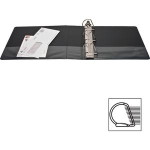 Business Source Basic D-Ring View Binders - 2" Binder Capacity - Letter - 8 1/2" x 11" Sheet Size - Fastener: D-Ring - Polypropylene - Black - No - Clear Overlay - 1 Each. Picture 2