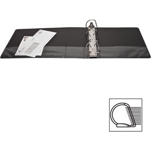 Business Source Basic D-Ring View Binders - 3" Binder Capacity - Letter - 8 1/2" Sheet Size - Fastener: D-Ring - Polypropylene - Black - No - Clear Overlay - 1 Each. Picture 5
