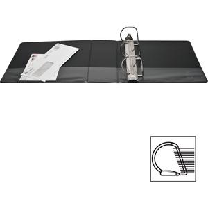 Business Source Basic D-Ring View Binders - 4" Binder Capacity - Letter - 8 1/2" x 11" Sheet Size - Fastener: D-Ring - Polypropylene - Black - No - Clear Overlay - 1 Each. Picture 2