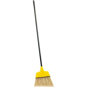 Genuine Joe Angle Broom - Polyvinyl Chloride (PVC) Bristle - 47" Handle Length - 54.5" Overall Length - Steel Handle - Yellow - 1 Each. Picture 2