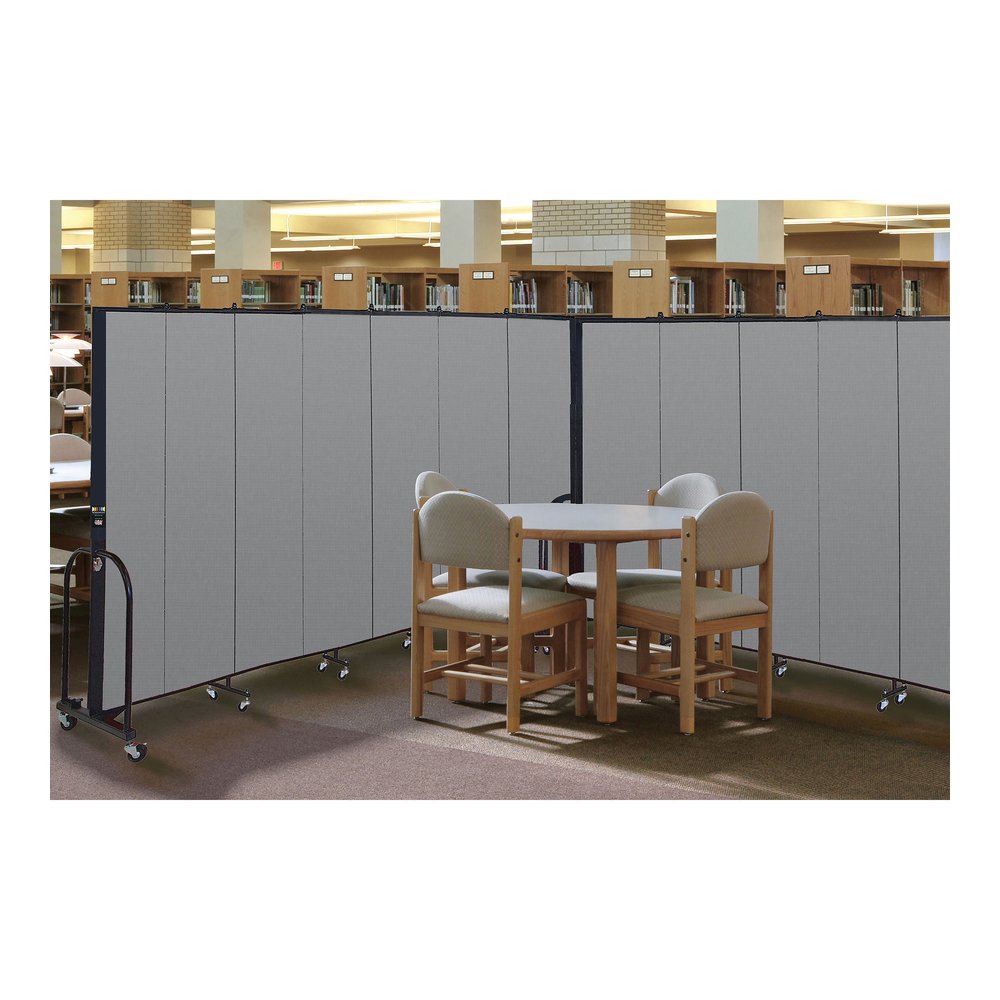Screenflex Portable Room Dividers - 72" Height x 20.4 ft Length - Black Metal Frame - Polyester - Stone - 1 Each. Picture 10