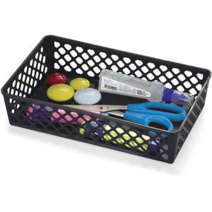 Officemate Supply Baskets - 2.4" Height x 10.1" Width x 6.1" Depth - Black - Plastic. Picture 7