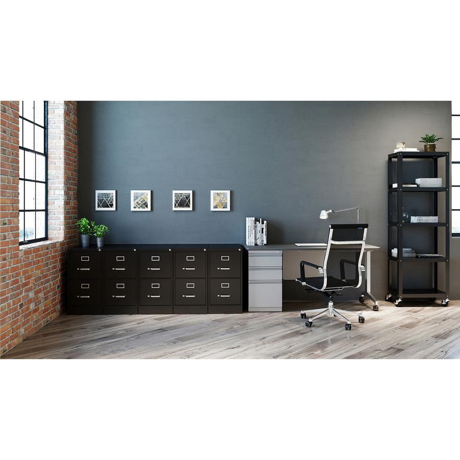 Lorell Fortress Series 22" Commercial-Grade Vertical File Cabinet - 15" x 22" x 28.4" - 2 x Drawer(s) for File - Letter - Lockable, Ball-bearing Suspension - Black - Steel - Recycled. Picture 2
