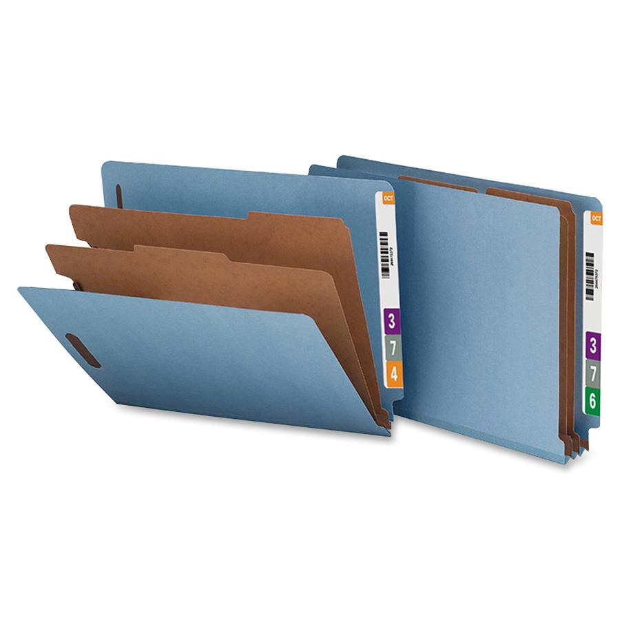 Nature Saver Letter Recycled Classification Folder - 8 1/2" x 11" - End Tab Location - 2 Divider - 25 pt. - Fiberboard - Blue - 100% Recycled - 10 / Box. Picture 2