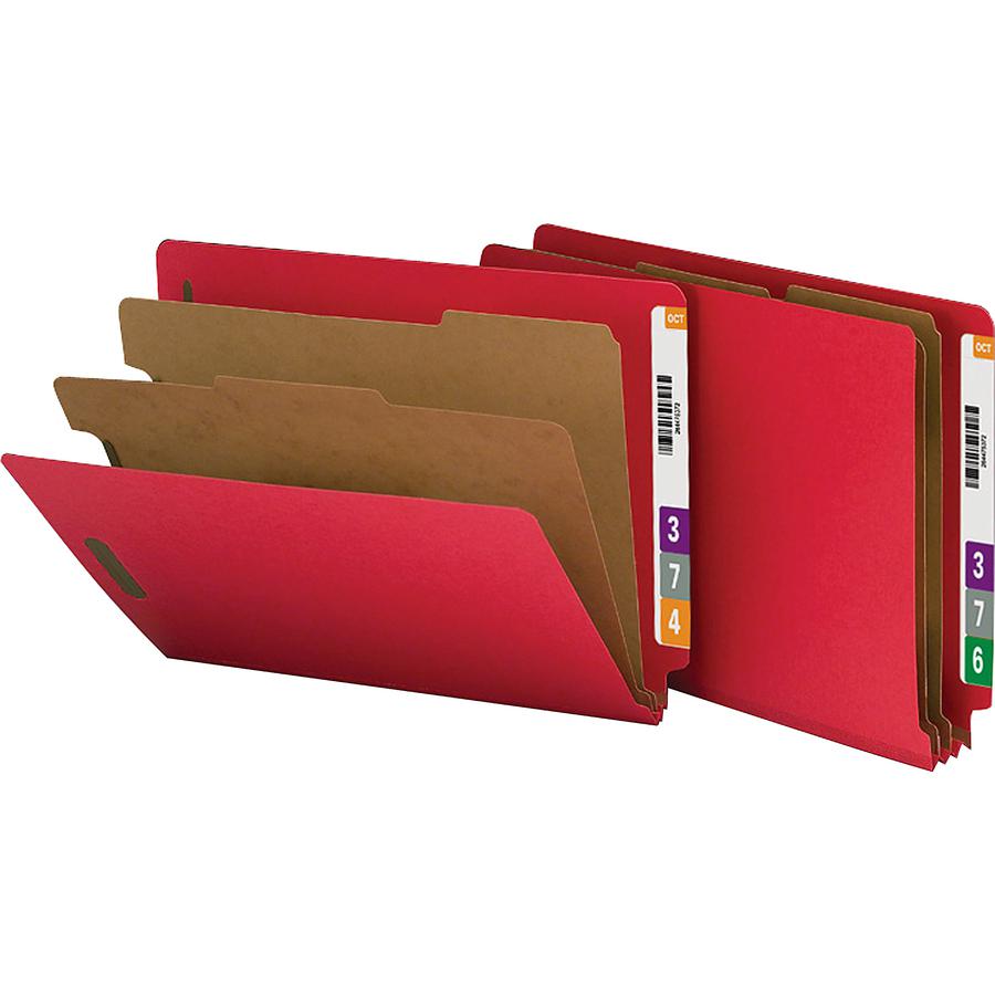 Nature Saver Letter Yes Classification Folder - 8 1/2" x 11" - End Tab Location - 2 Divider - 25 pt. - Fiberboard - Bright Red - 100% Recycled - 10 / Box. Picture 7