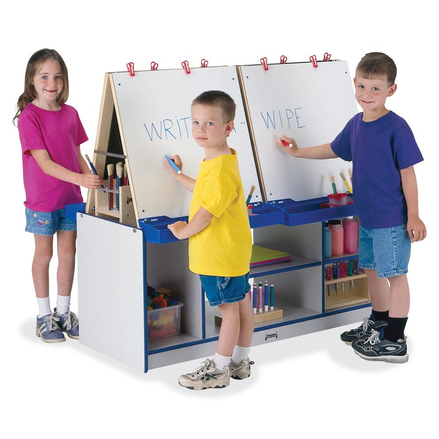 Jonti-Craft Rainbow Accents 4 Station Art Center - Freckled Gray, Navy Stand - Floor Standing - Assembly Required - 1 Each. Picture 3