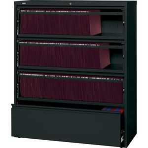 Lorell Fortress Series Lateral File - 42" Width x 18.6" Depth x 52.5" Height - 4 x Drawer(s) for File - Letter, A4, Legal - Leveling Glide, Heavy Duty, Recessed Handle, Ball-bearing Suspension, Interl. Picture 3
