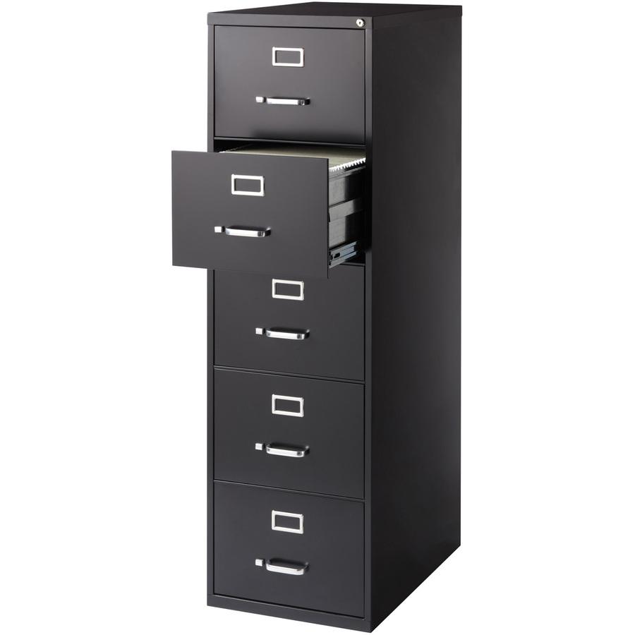 Lorell Fortress Series 26-1/2" Commercial-Grade Vertical File Cabinet - 18" Width x 26.5" Depth x 61" Height - 5 x Drawer(s) for File - Legal - Vertical - Heavy Duty, Security Lock, Ball-bearing Suspe. Picture 2