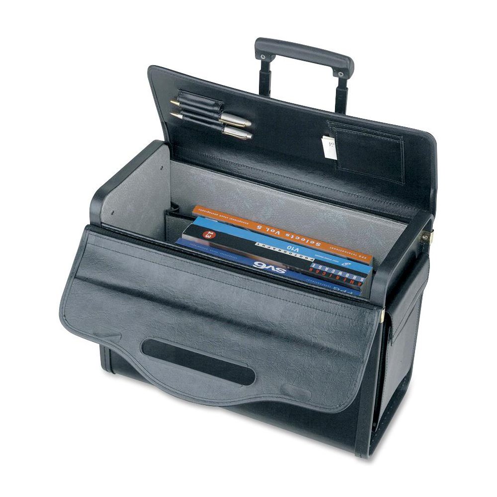 Lorell Travel/Luggage Case (Roller) Travel Essential, Book, File Folder - Black - Vinyl Body - Handle - 14" Height x 22" Width x 8" Depth - 1 Each. Picture 7