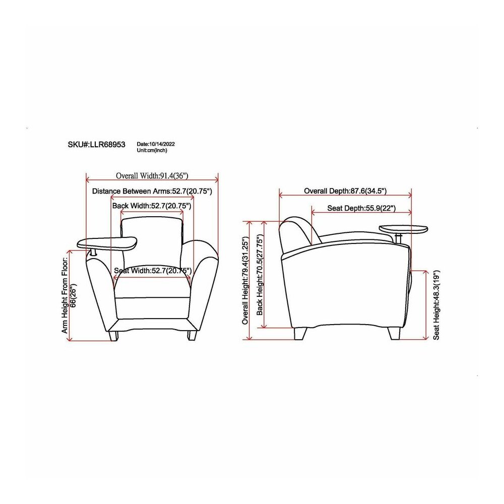 Lorell Accession Club Chair with Tablet Tray - Black Seat Color - Leather Seat Material - Four-legged Base - 1 Each. Picture 7