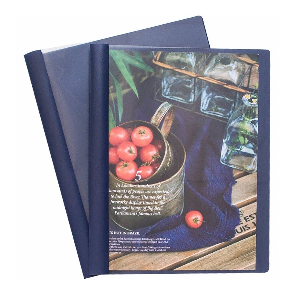 Business Source Letter Report Cover - 1/2" Folder Capacity - 8 1/2" x 11" - 100 Sheets Capacity - 3 x Prong Fastener - Clear, Dark Blue - Durable, Non-stick, Heavy Duty, Water Resistant, Textured - 1 . Picture 5
