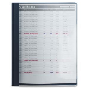 Business Source Letter Report Cover - 8 1/2" x 11" - 100 Sheets Capacity - 3 x Prong Fastener - Clear, Dark Blue - Textured, Non-stick - 25 / Box. Picture 5