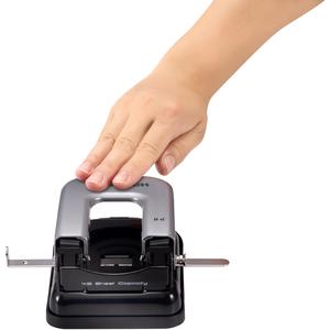 Bostitch EZ Squeeze&trade; 40 Two-Hole Punch - 2 Punch Head(s) - 40 Sheet - 9/32" Punch Size - 6.5" x 2.8" - Black, Silver. Picture 8