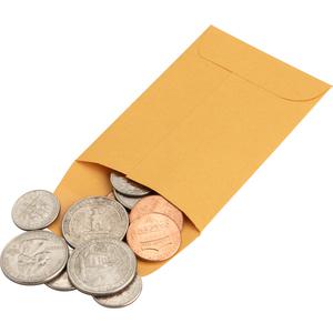 Business Source Small Coin Kraft Envelopes - Coin - #1 - 2 1/4" Width x 3 1/2" Length - 20 lb - Gummed - Brown Kraft - Kraft - 500 / Box. Picture 6