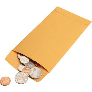 Business Source Little Coin No. 7 Kraft Envelopes - Coin - #7 - 3 1/2" Width x 6 1/2" Length - 28 lb - Gummed - Brown Kraft - Kraft - 500 / Box. Picture 7