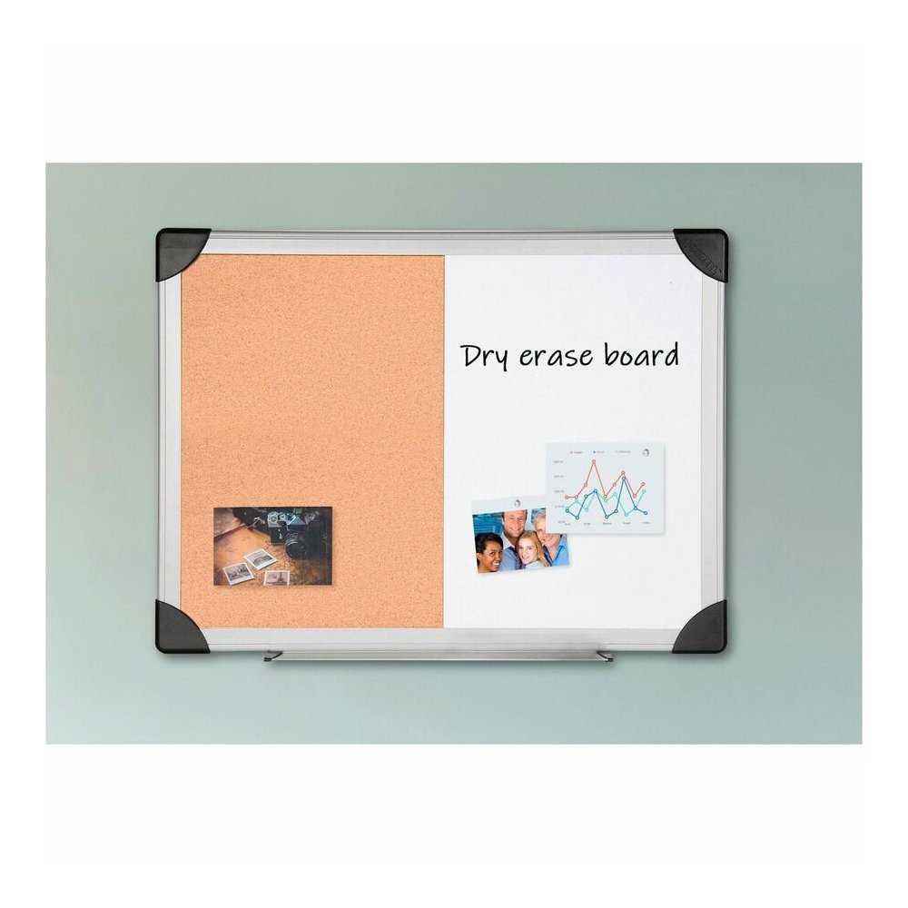 Lorell Combo Dry-Erase/Cork Board - 24" Board Height x 36" Board Width - Natural Cork Surface - Self-healing - Aluminum Frame - 1 Each. Picture 4