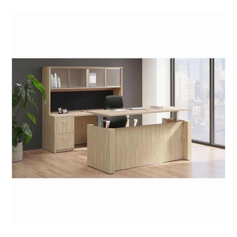 Lorell Essentials Series Hutch Tackboards - 16.50" Board Height x 63.88" Board Width x 0.50" Board Depth - Black Fabric Surface - Laminated - 1 Each. Picture 5