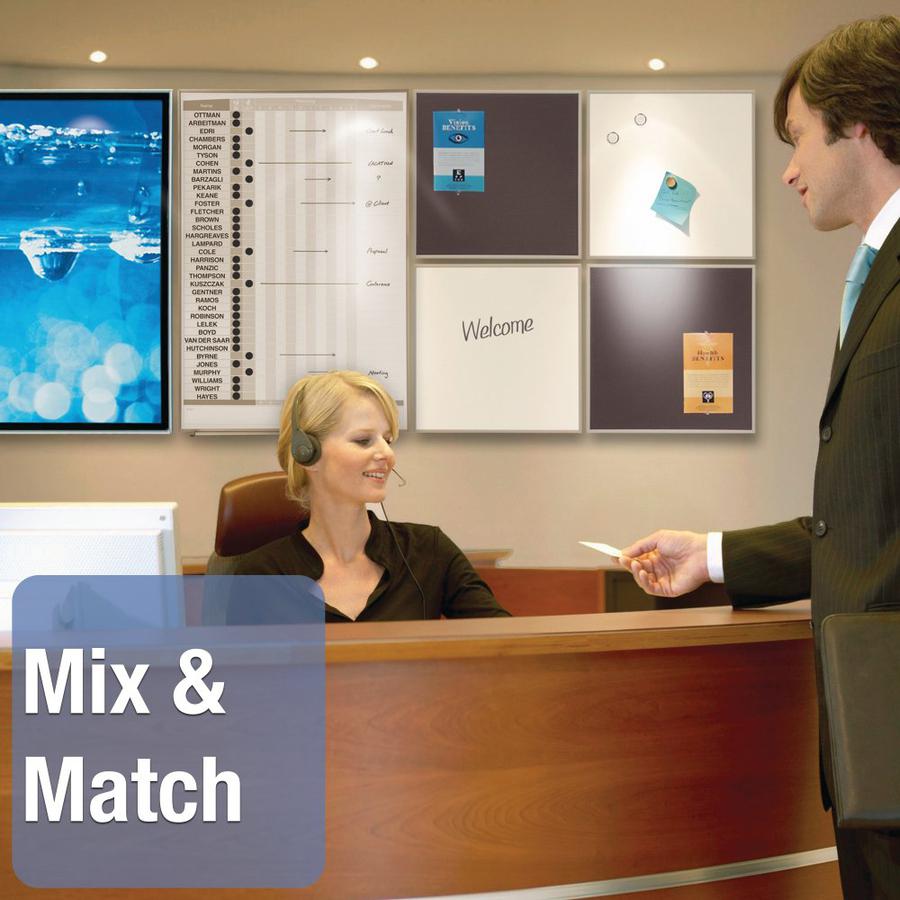 Quartet Matrix 36-employee In/Out Board - 34" Height x 23" Width - White Natural Cork Surface - Magnetic, Durable - Silver Frame - 1 Each. Picture 3