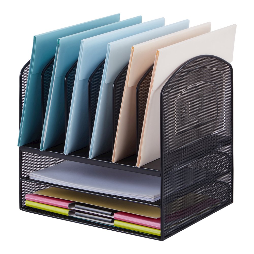 Lorell Mesh Desk Organizer - 8 Compartment(s) - Sturdy - Powder Coated - Black - Steel - 1 Each. Picture 7