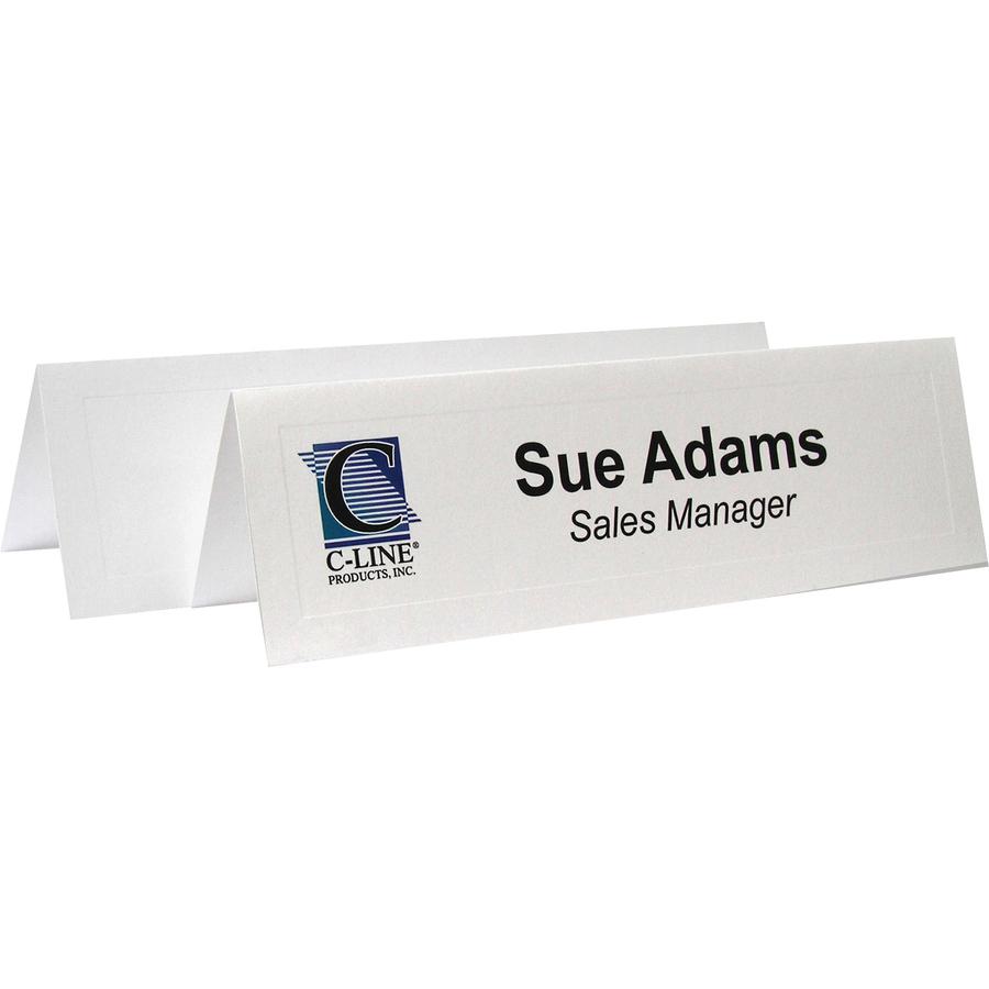 C-Line Embossed Cardstock Name Tents - Letter - 8 1/2" x 11" - 100 / Box - White. Picture 2
