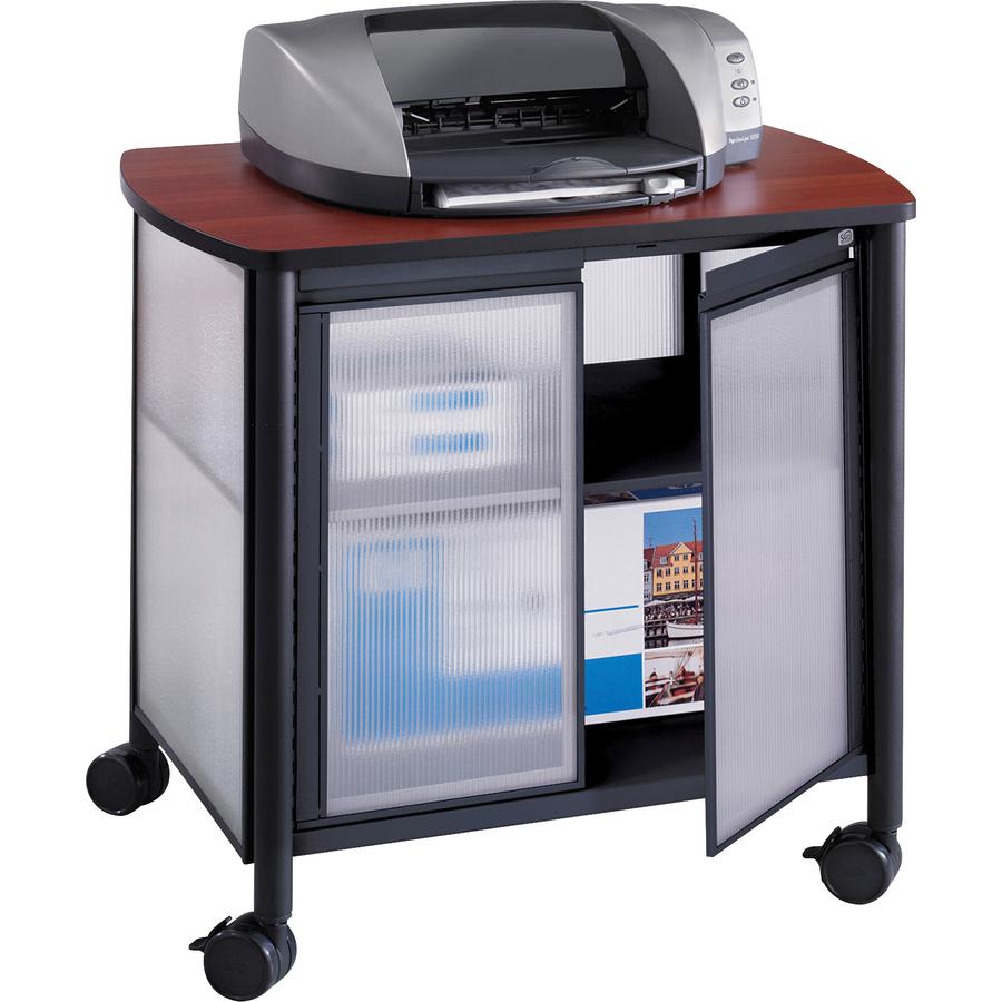 Safco Impromptu Black Deluxe Stand with Doors - 200 lb Load Capacity - 2 x Shelf(ves) - 30.8" Height x 34.8" Width x 25.5" Depth - Powder Coated, Laminate - Polycarbonate, Plastic, Steel - Black. Picture 2