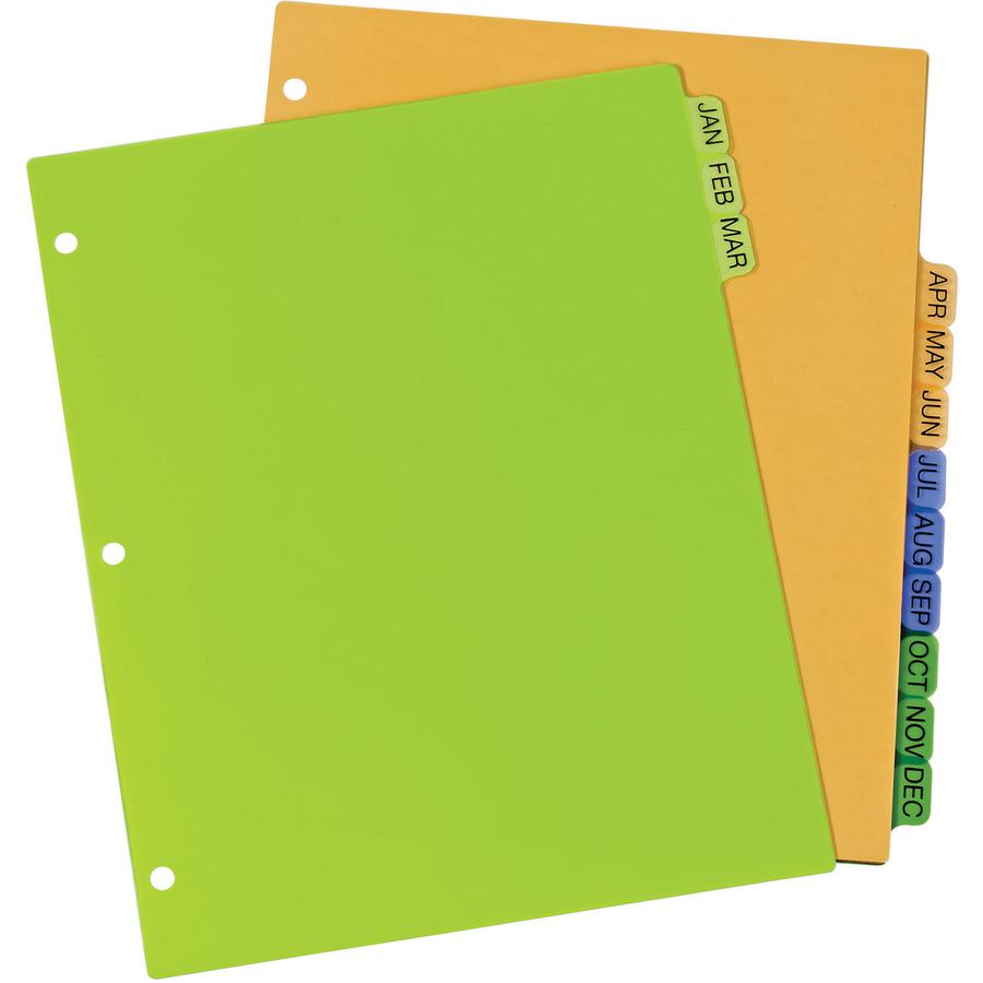 Avery&reg; Preprinted Monthly Tabs Plastic Dividers - 12 x Divider(s) - Jan-Dec - 12 Tab(s)/Set - 8.5" Divider Width x 11" Divider Length - 3 Hole Punched - Multicolor Plastic Divider - Multicolor Pla. Picture 2
