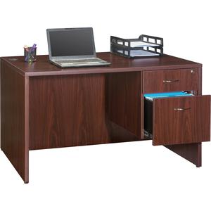 Lorell Essentials Series Rectangular Desk Shell - 29.5" Height x 47.3" Width x 29.5" Depth x 1" Thickness - Finish: Laminate, Mahogany - Grommet, Modesty Panel, Cord Management, Adjustable Feet - 1 Ea. Picture 2