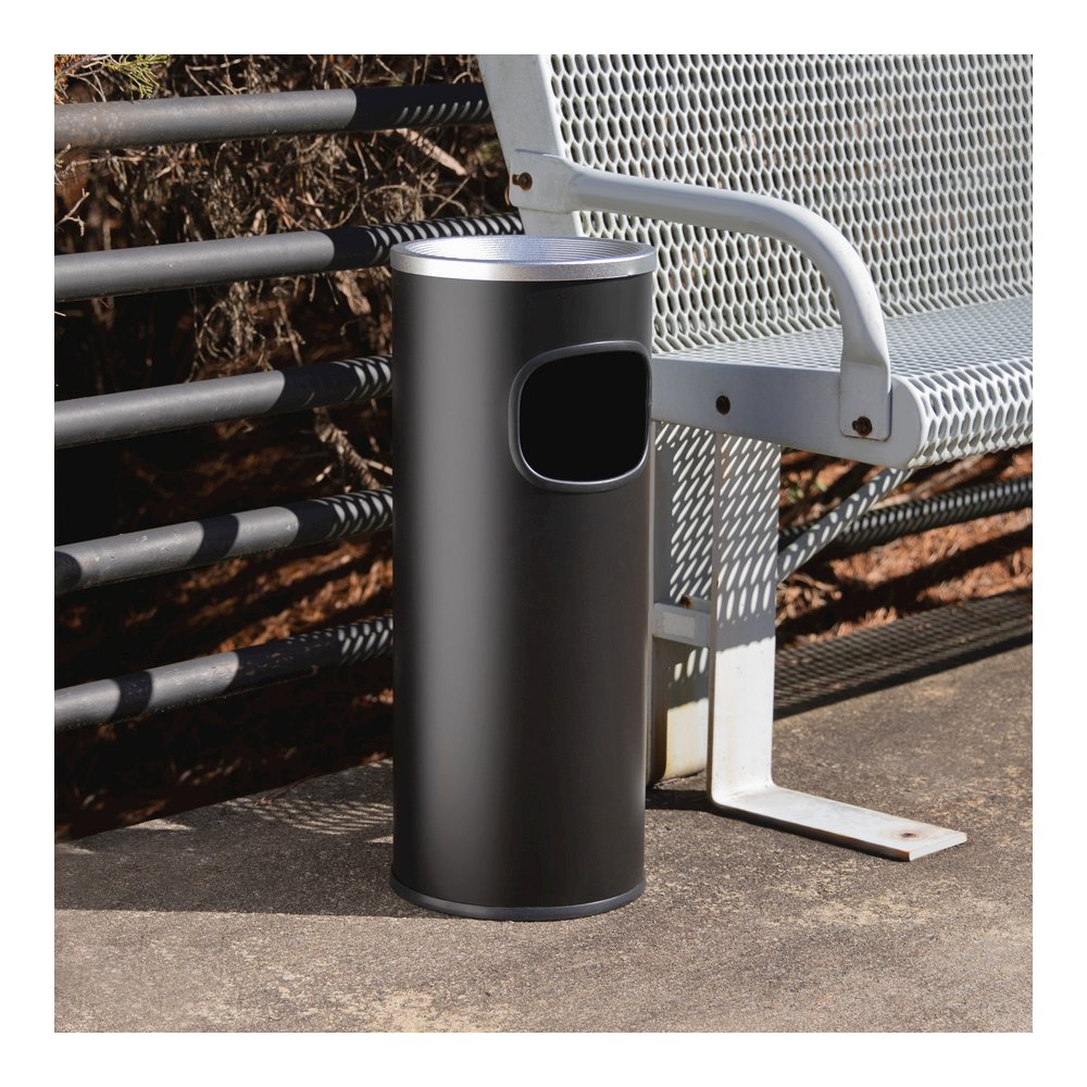 Genuine Joe Fire-safe 3-Gallon Ashtray Receptacle - 3 gal Capacity - Removable Lid, Fire-Safe - 28" Height x 11" Width - Aluminum, Stainless Steel - Aluminum, Black - 1 Each. Picture 4