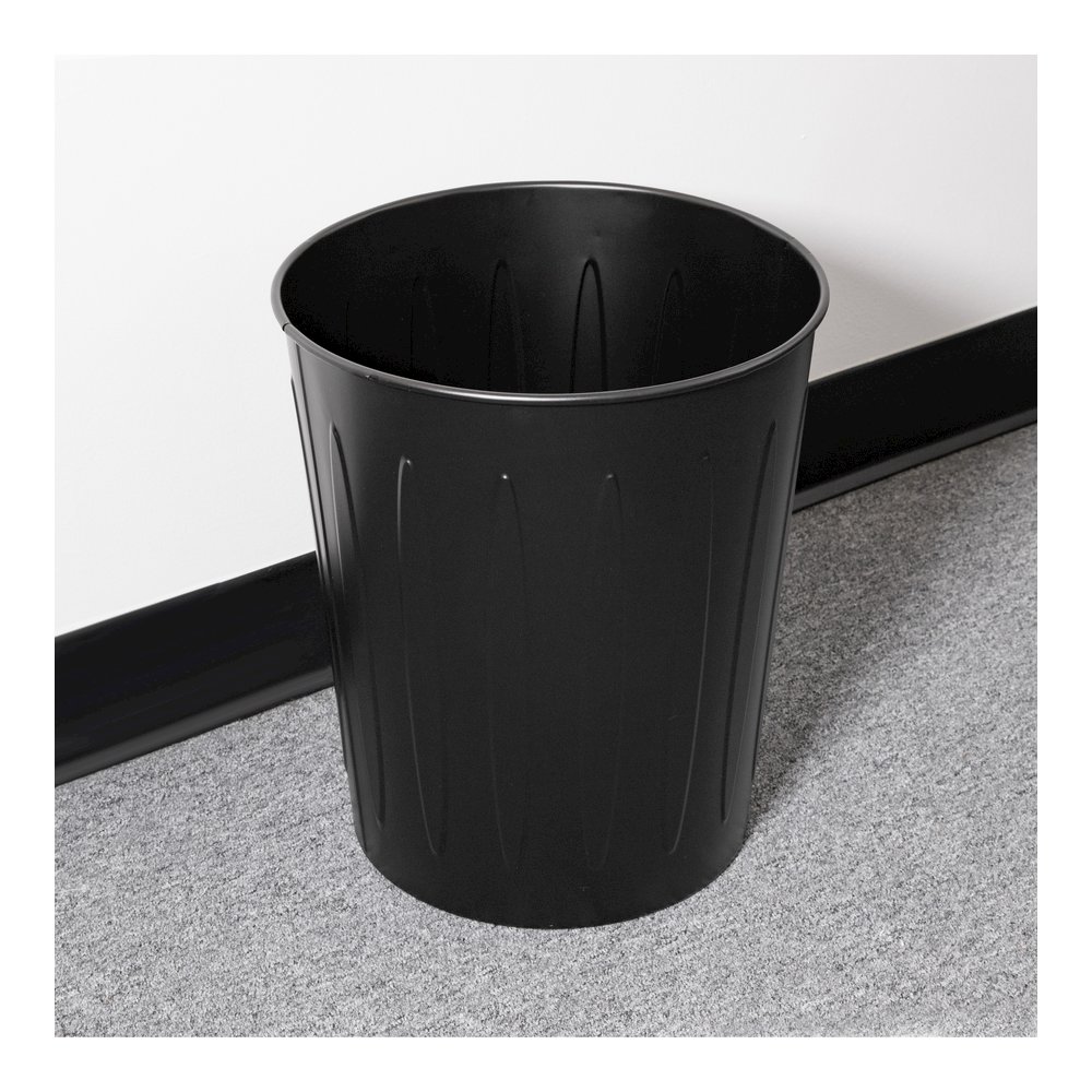 Genuine Joe 6-gallon Fire-safe Trash Can - 6 gal Capacity - Fire-Safe, Sturdy - 14" Height x 13" Diameter - Metal, Steel - Black - 1 Each. Picture 5