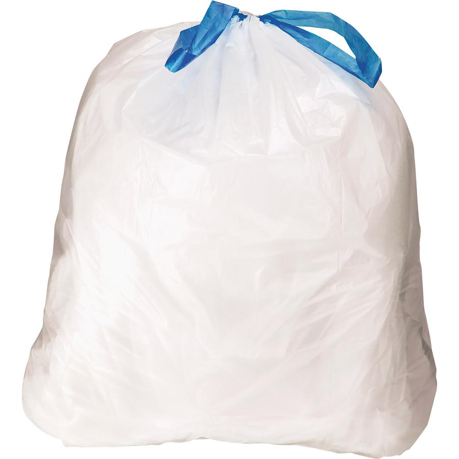 BlueCollar 13-gallon Drawstring Trash Bags - 13 gal Capacity - 28" Length x 24" Width x 0.80 mil (20 Micron) Thickness - Drawstring Closure - White - Garbage - 80 / Box. Picture 3